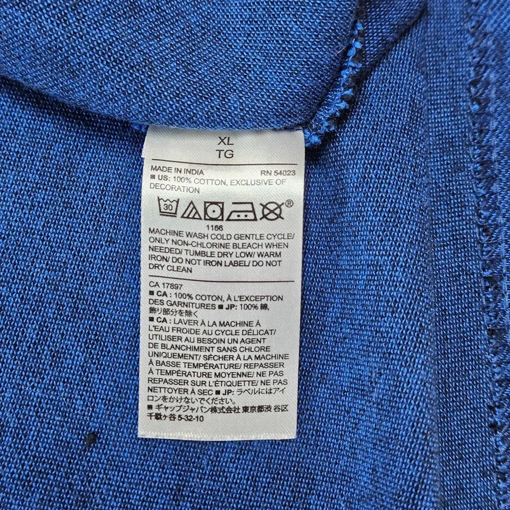 Banana Republic Organic Cotton Pique Polo Mens XL Blue Heather Elephant Logo SS